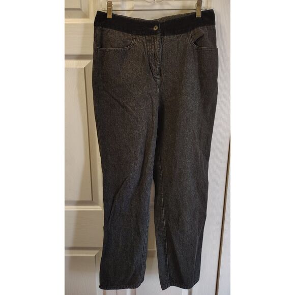 Emma James Denim - Vintage Emma James High-Waisted Jeans Washed Black w/ Velvet Waistband Size 10